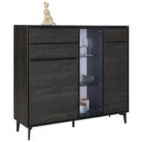 Highboard in Anthrazit. - Anthrazit/Schwarz, Modern, Glas/Holzwerkstoff (133/123/40cm) - Premium Living