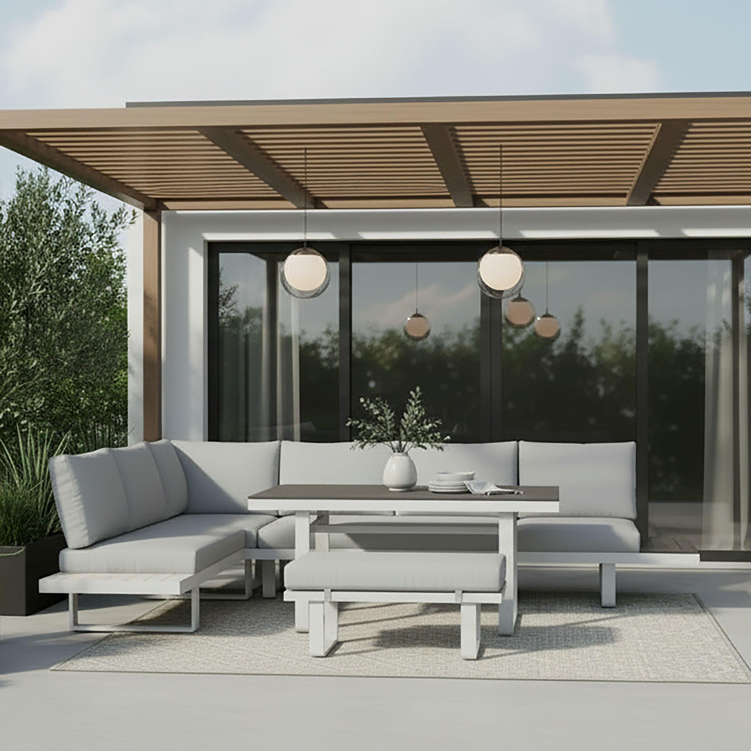 Vrtna Garnitura Leandra - bijela/tamno siva, Moderno, metal/tekstil (288/253cm) - Bessagi Garden