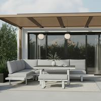 Vrtna Garnitura Leandra - bijela/tamno siva, Moderno, metal/tekstil (288/253cm) - Bessagi Garden