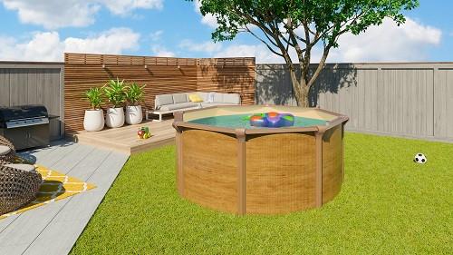 Schwimmbecken RD 132 Ø ca. 360 cm - Sandfarben/Braun, Basics, Kunststoff (360/130cm)