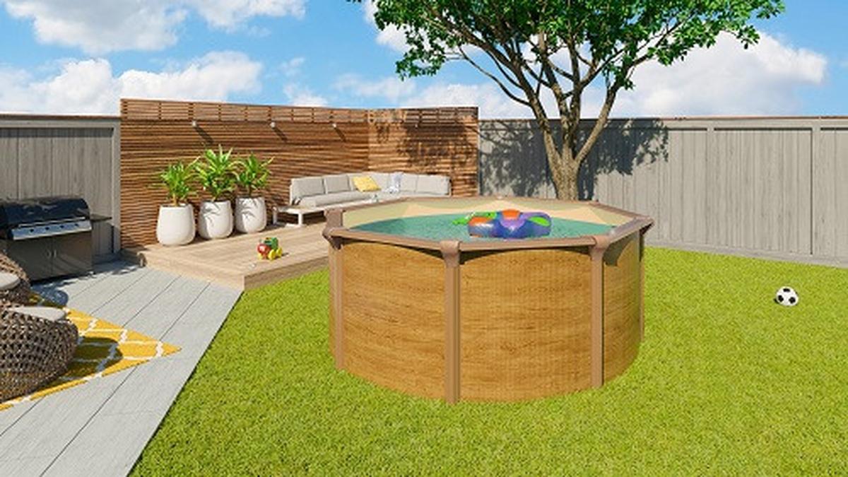 Schwimmbecken RD 132 Ø ca. 360 cm - Sandfarben/Braun, Basics, Kunststoff (360/130cm)