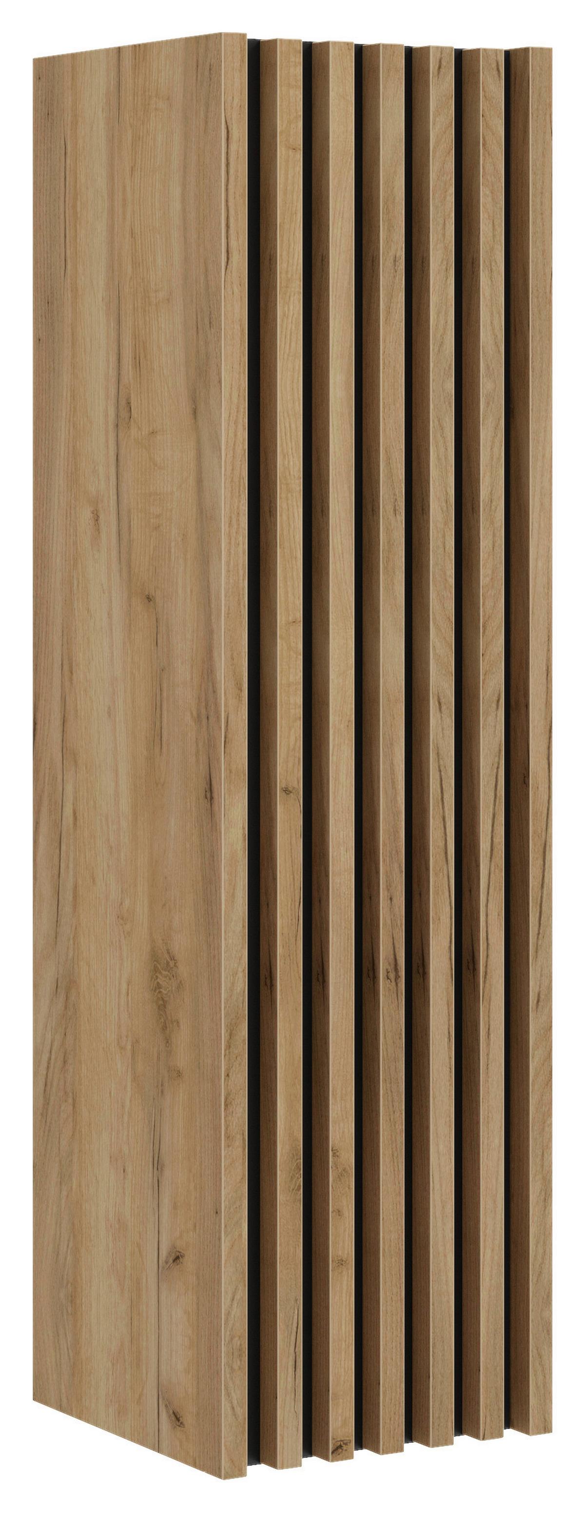 Dulap mediu Line - auriu/culoare lemn stejar, Modern, material pe bază de lemn (35/125/36cm) - Welnova
