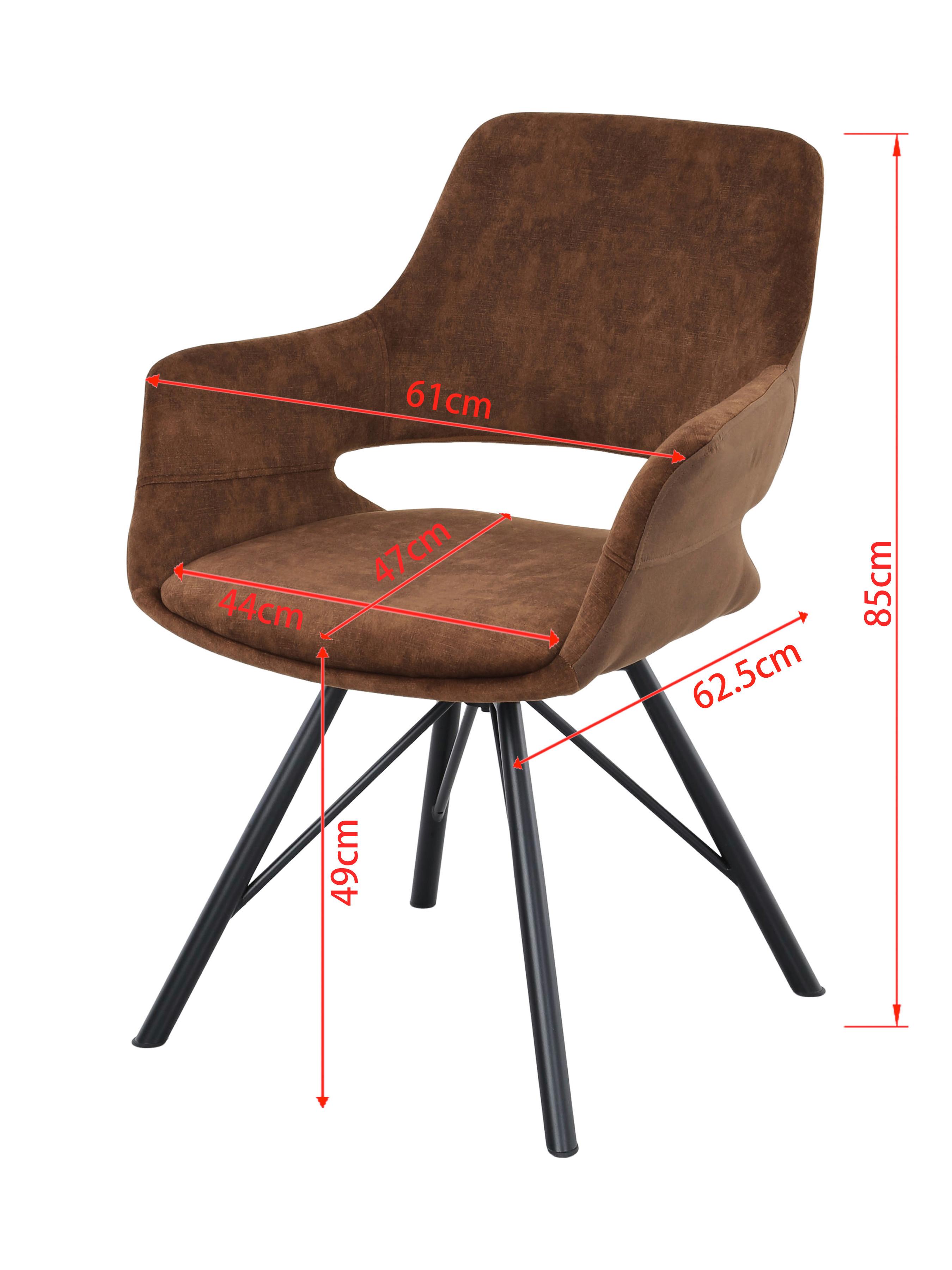 STOL MED ARMSTÖD ADRIANA - grön/brun, Modern, metall/trä (61/85/62,5cm) - Mömax