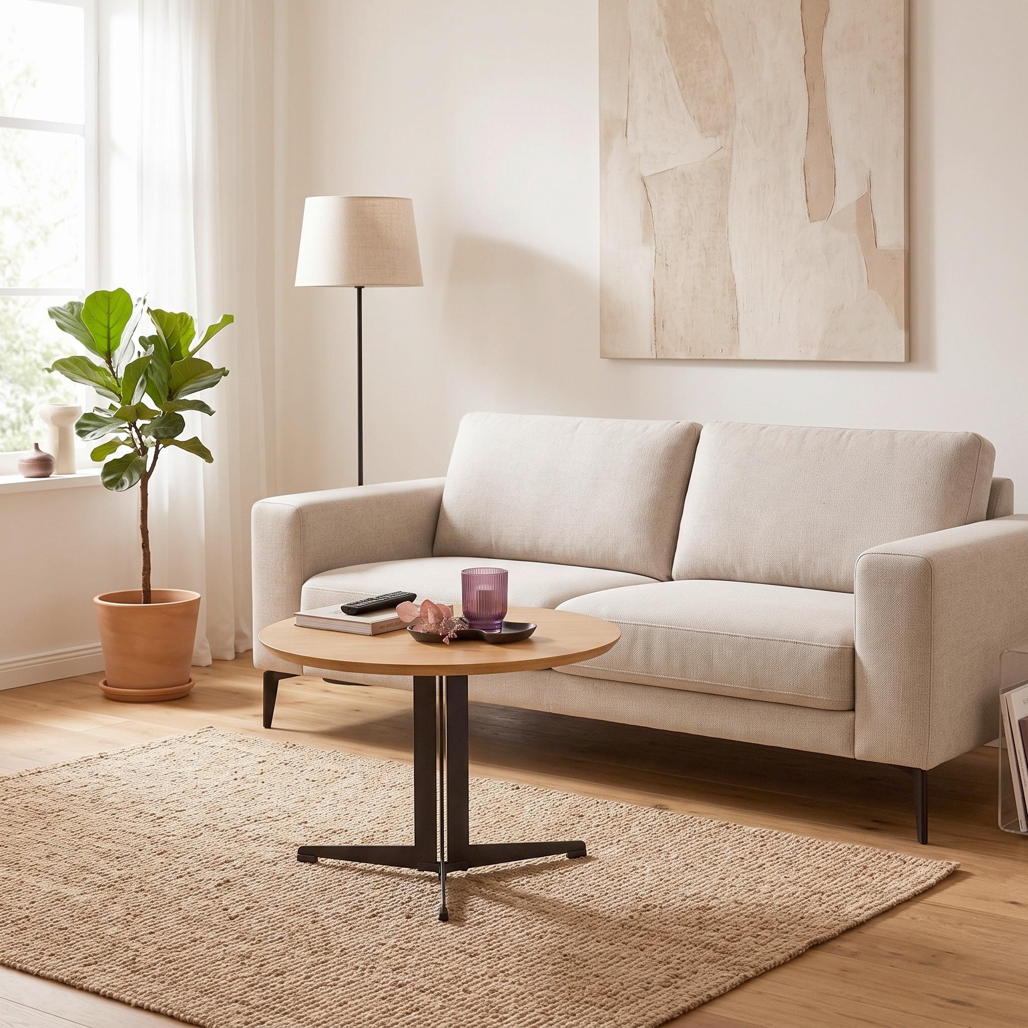 SOFFBORD MOMBASA 75 - grå/naturfärgad, Klassisk, metall/trä (75/50cm) - Mömax