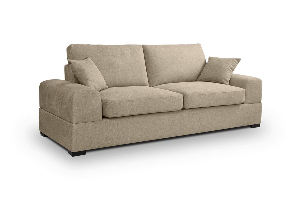 3-Sitzer-Sofa Veda Beige - Beige/Schwarz, Basics, Holz/Textil (221/93cm) - MID.YOU