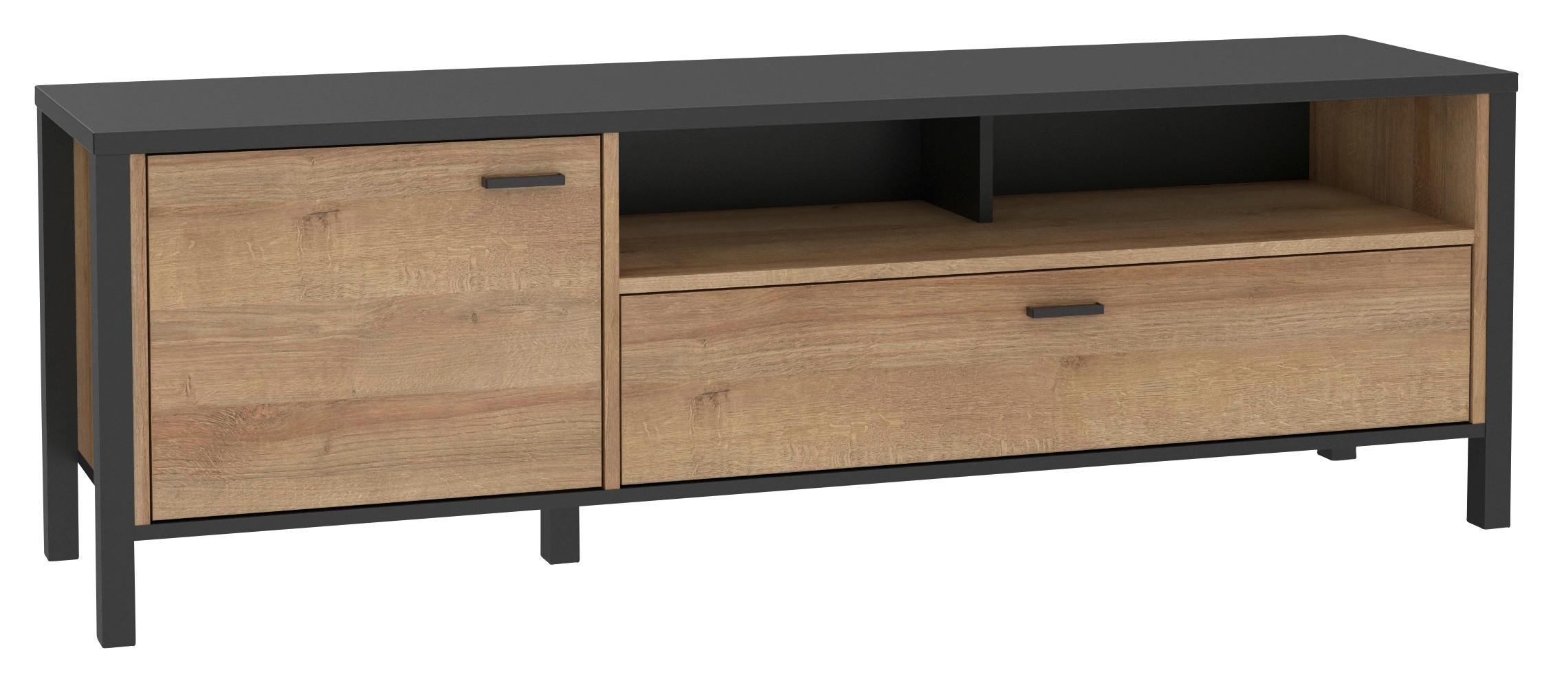 Tv-elem High Rock - fekete/tölgyfa, Design, faalapú anyag/fém (151,3/49,9/40,2cm) - Mömax