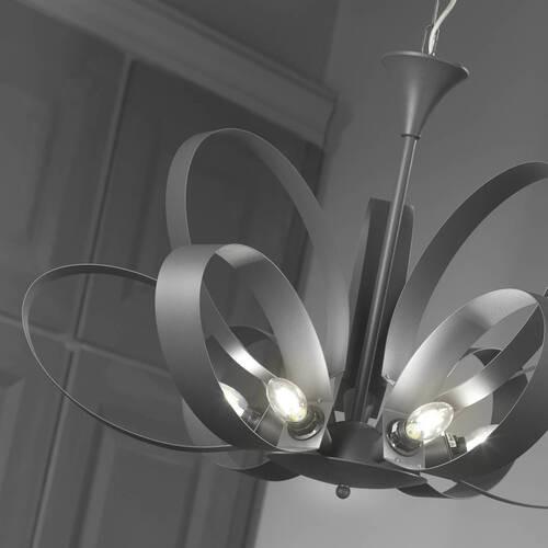 Kronleuchter Serena Grau max. 6 Watt - Grau, Design, Metall (75/115cm)