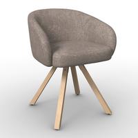 Armlehnstuhl Naya Braun Chenille Drehbar Gepolstert - Buchefarben/Braun, MODERN, Holz/Textil (62/65/81cm) - Bessagi Home