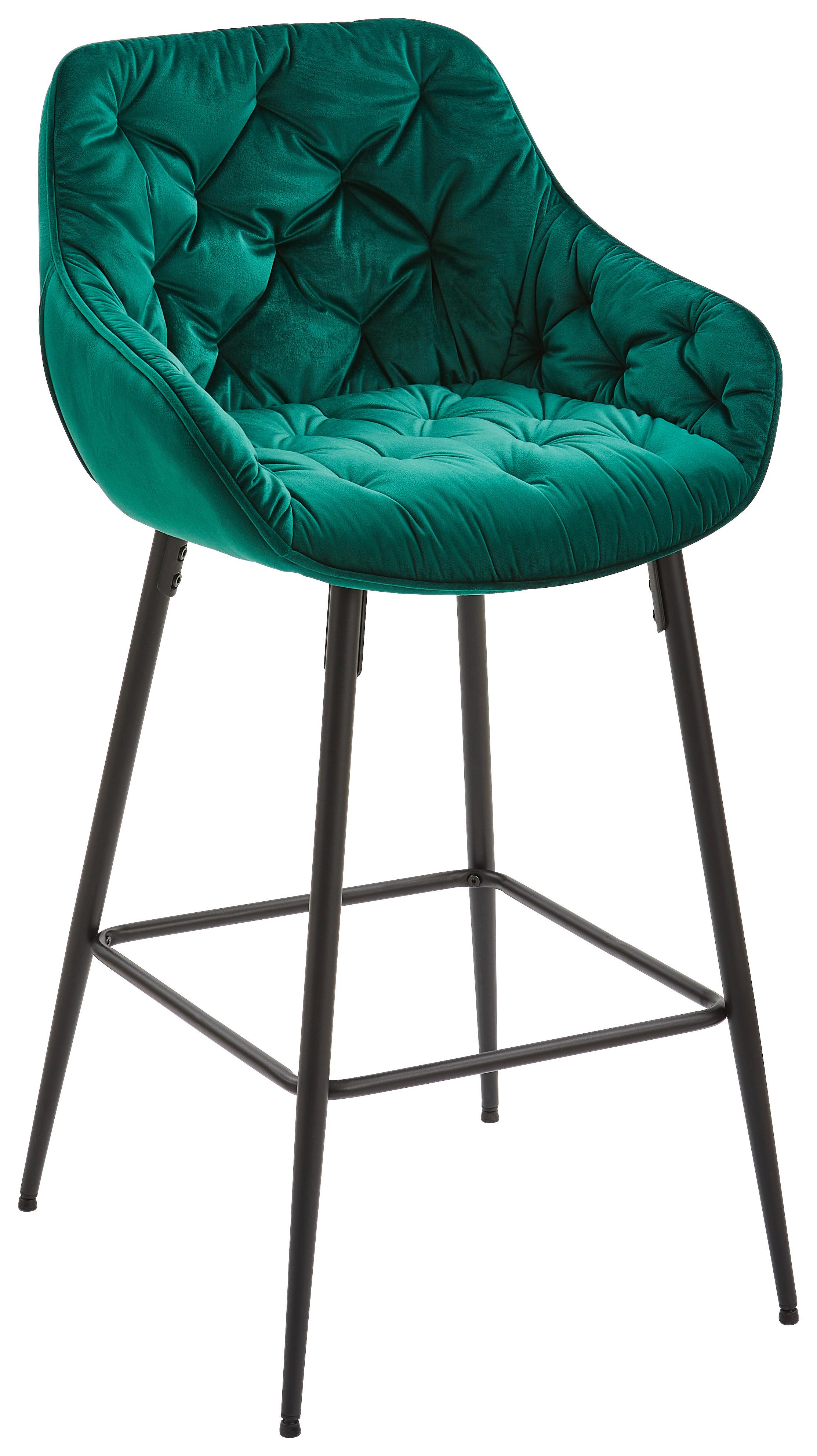 STOŁEK BAROWY LANGFORD - zielony/czarny, Modern, metal/drewno (55/105/57cm) - Livetastic