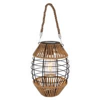 Solarna Svetilka Lantern, S Sijalko - črna/naravne barve, Natur, kovina/umetna masa (16,5/40,5cm) - Globo