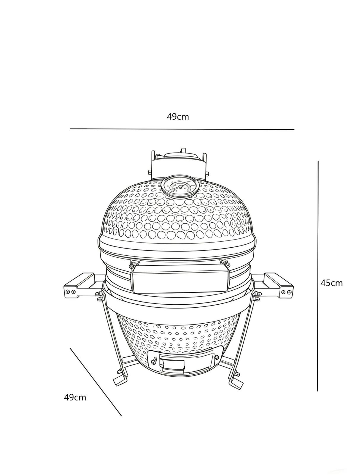 Holzkohlegrill Smokey Grün - Grün, KONVENTIONELL, Holz/Keramik (49/49/45cm) - Mömax