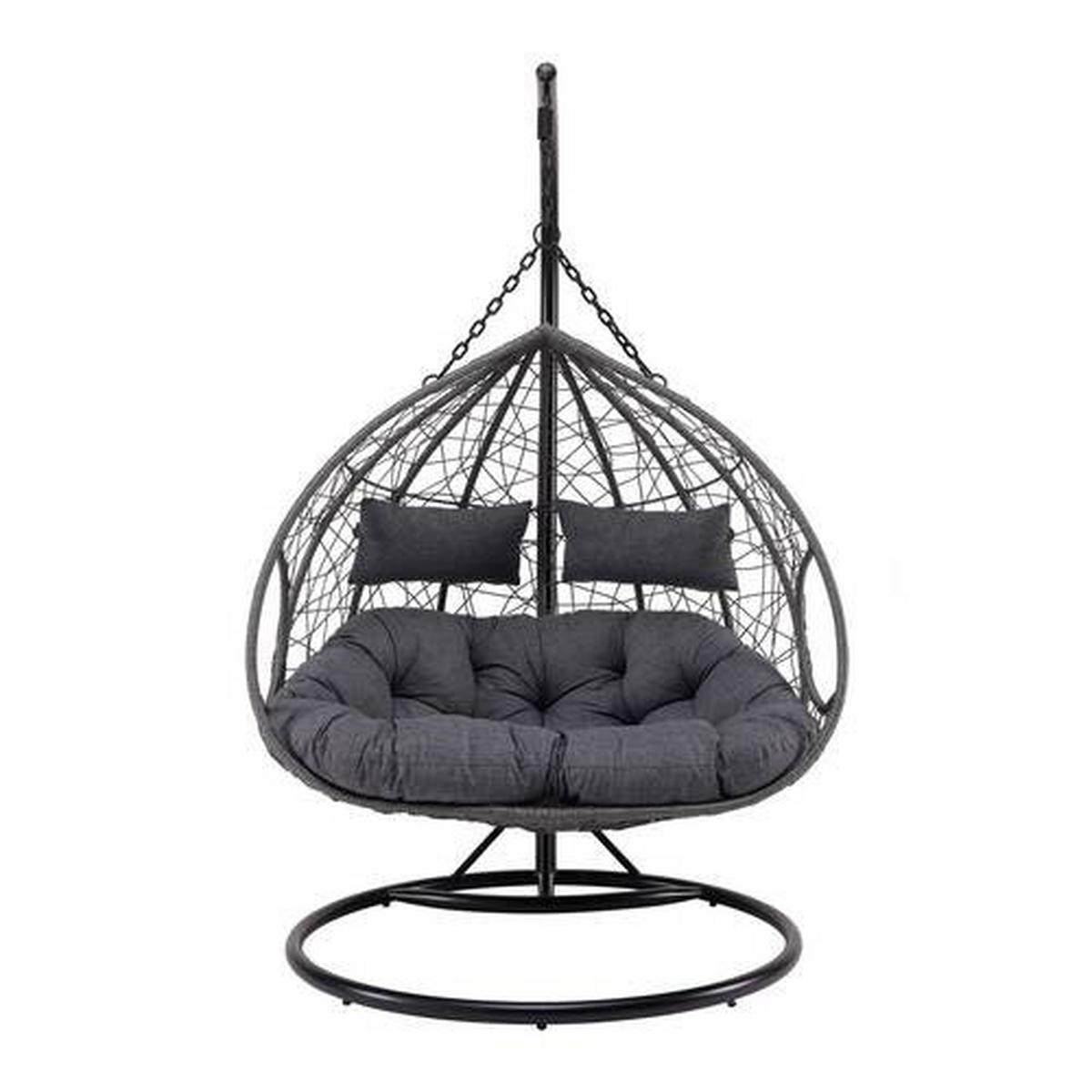 Fotoliu suspendat Enea - gri închis/negru, Modern, metal/textil (133/205/120cm) - Bessagi Garden