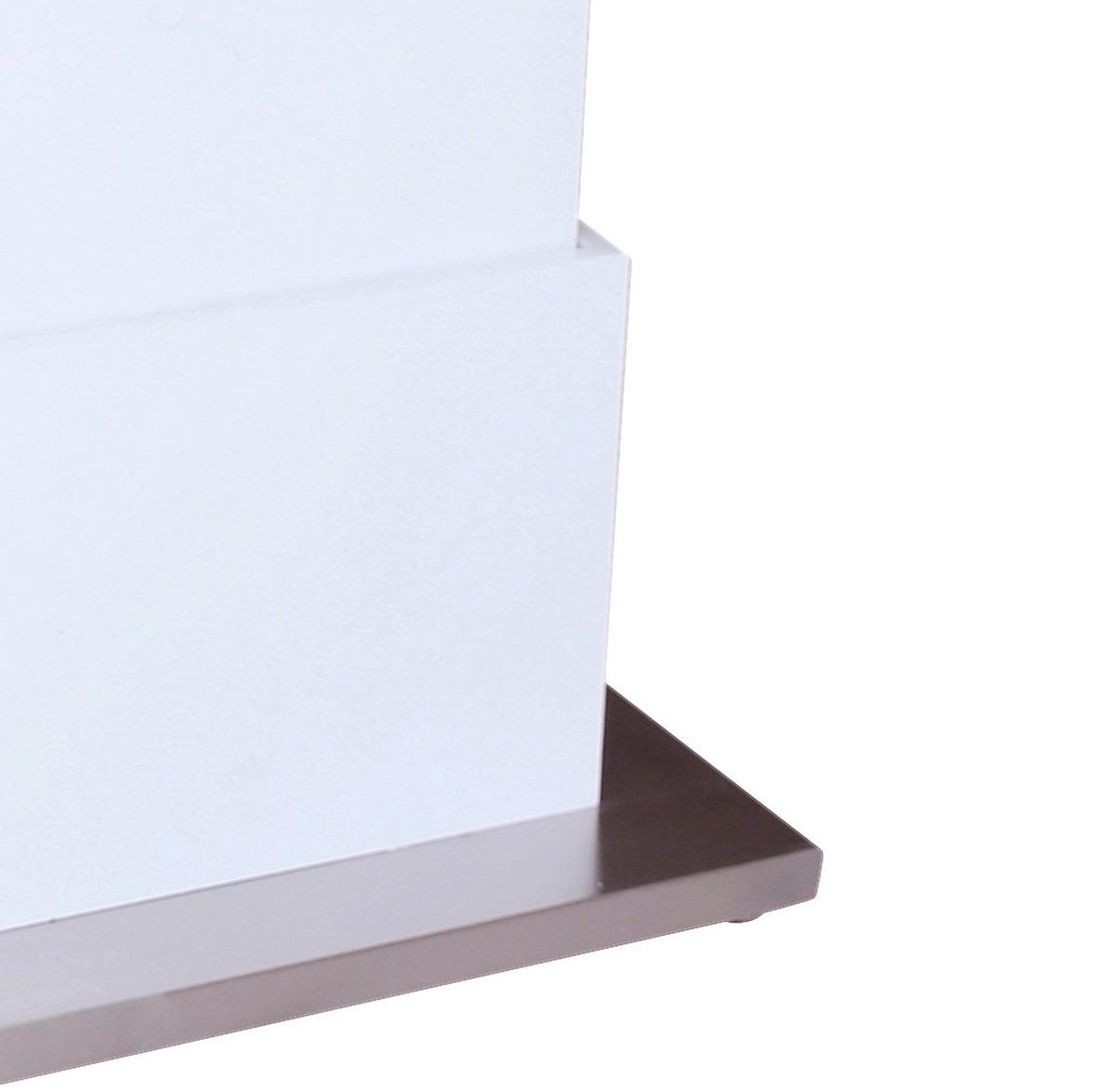 Klubska Miza Manchester, Bela, Raztegljiva, Nastavljiva - barve nerjavečega jekla/bela, Moderno, kovina/leseni material (120-160/50-78/80cm)