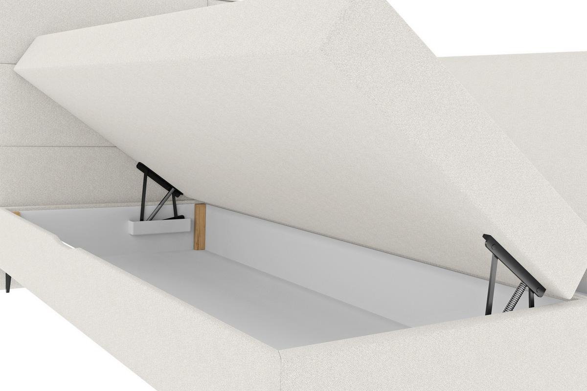 Boxspringbett Bari Creme ca. 160x200cm - Creme/Schwarz, KONVENTIONELL, Textil/Metall (160/200cm) - Mömax