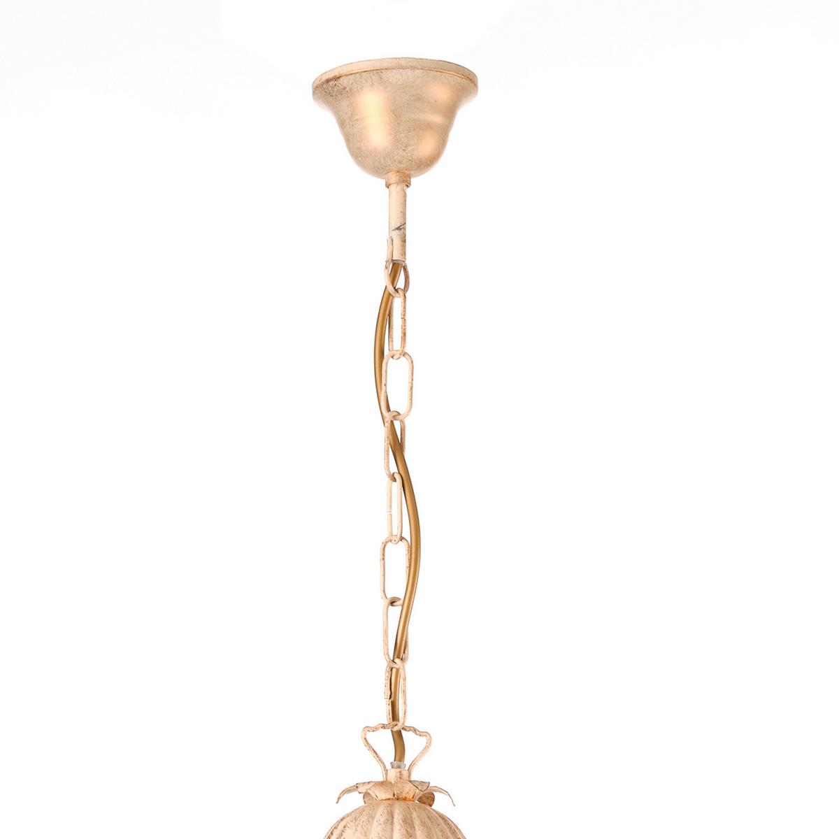 Kronleuchter Vanda Weiß/Beige max. 6 Watt - Beige/Weiß, Natur, Glas/Metall (40/40/110cm)