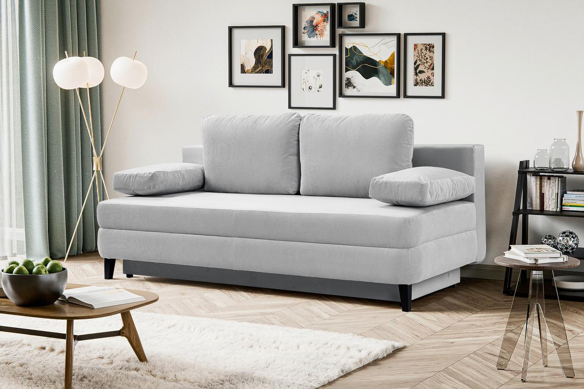 Schlafsofa Sorto Hellgrau - Hellgrau/Schwarz, Basics, Holz/Textil (200/91/100cm) - MID.YOU