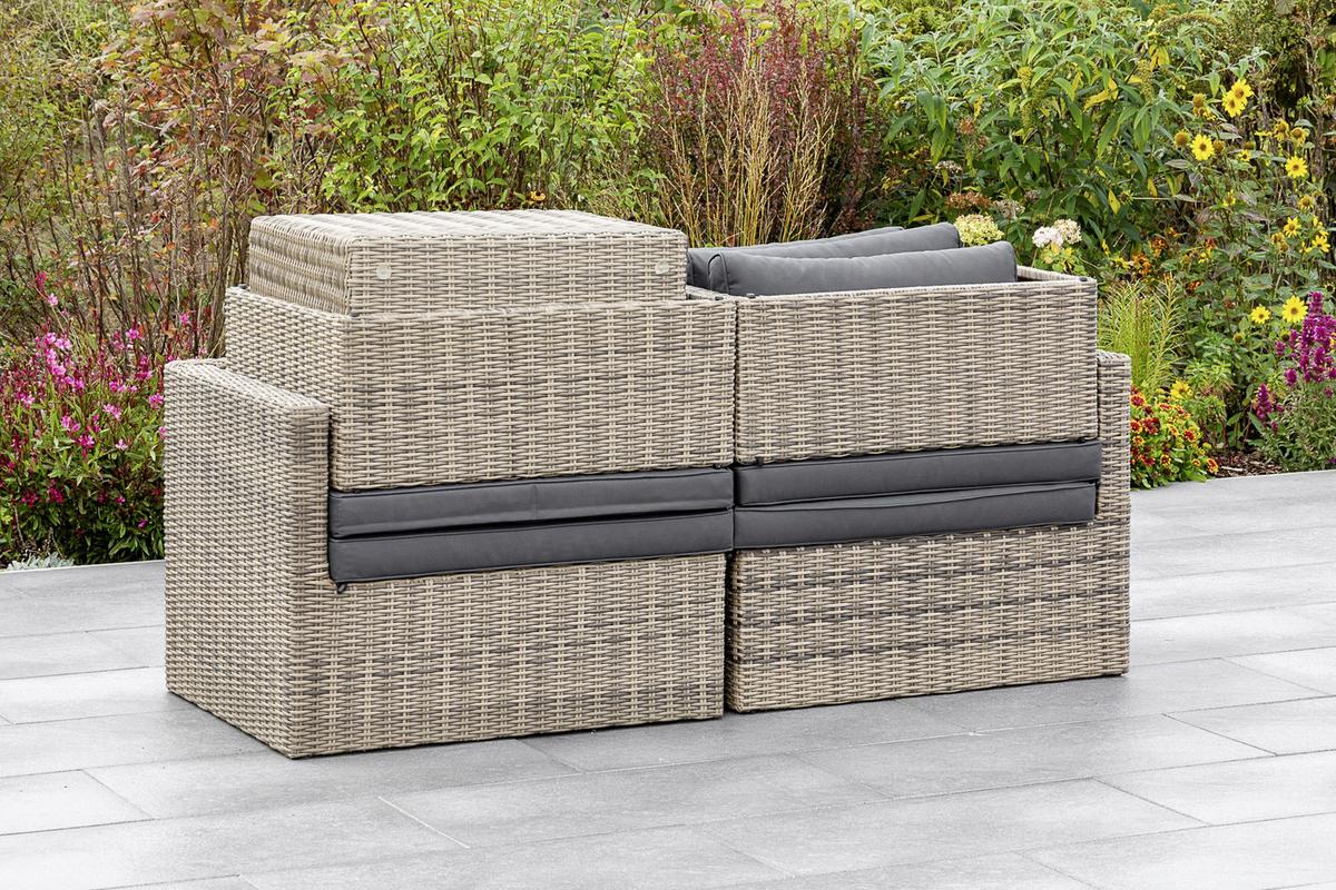Lounge Garnitura Licosa, Blazine - temno siva/siva, Konvencionalno, kovina/umetna masa (88/65/68cm) - Gardenson