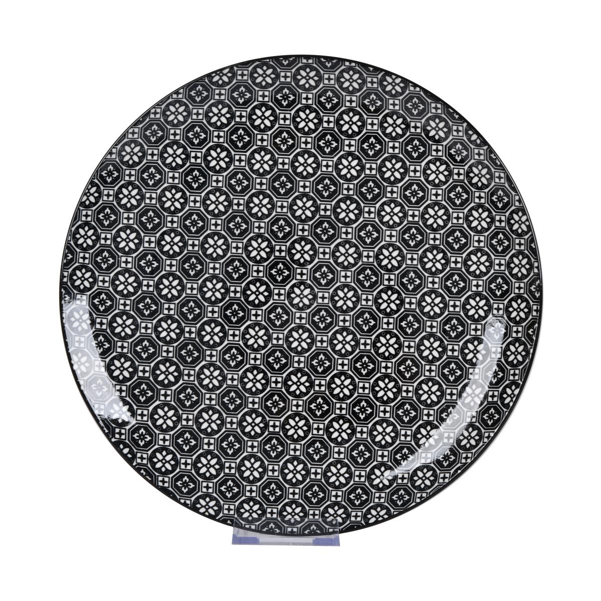 Speiseteller Shiva Schwarz/Weiss - Weiss/Schwarz, Lifestyle, Keramik (27/2,5cm) - Mömax