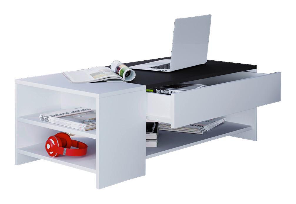 Couchtisch Tindus ca. 100x50x35 cm Schwarz/Weiß - Schwarz/Weiß, Basics, Holzwerkstoff (100/50/35cm) - MID.YOU