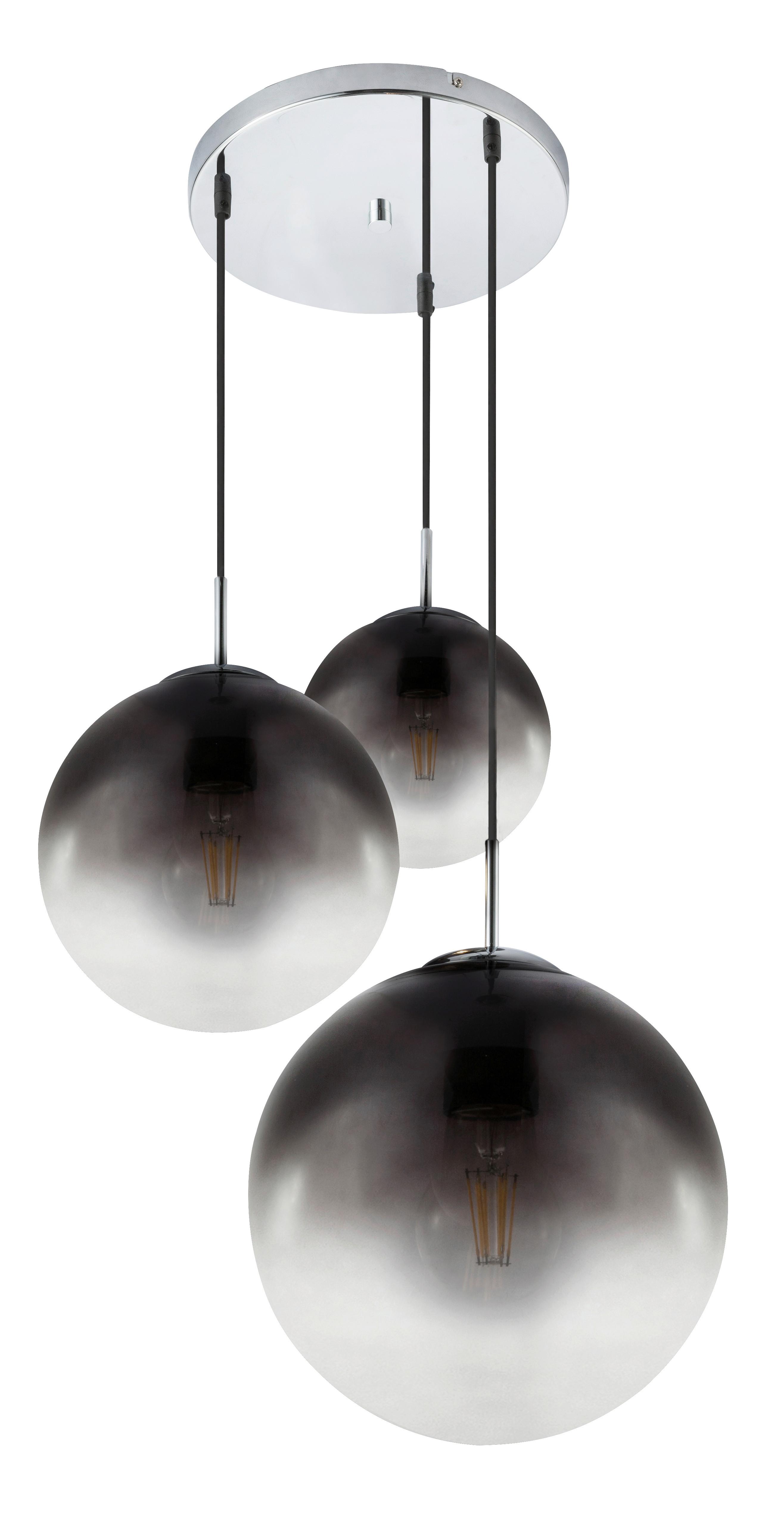 Hängeleuchte Varus in Grau max. 40 Watt - Chromfarben/Grau, Design, Glas/Metall (51/120cm) - Globo