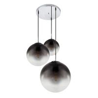 HÄNGELEUCHTE 15861-3 VARUS - Chromfarben/Grau, Design, Glas/Metall (51/120cm) - Globo