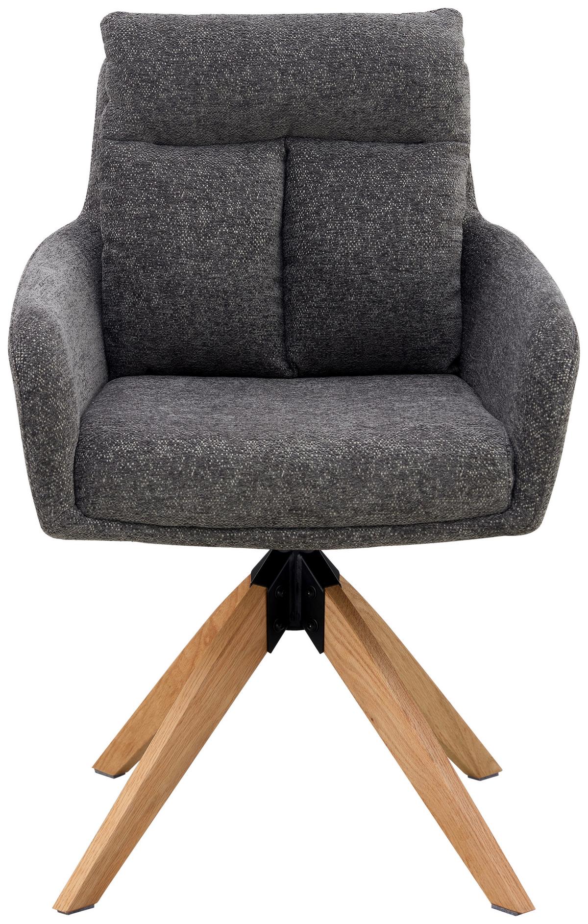 KRZESŁO Z PODŁOKIETNIKAMI MALIK - kolor naturalny/szary, Konventionell, metal/drewno (59/92/63cm) - Livetastic