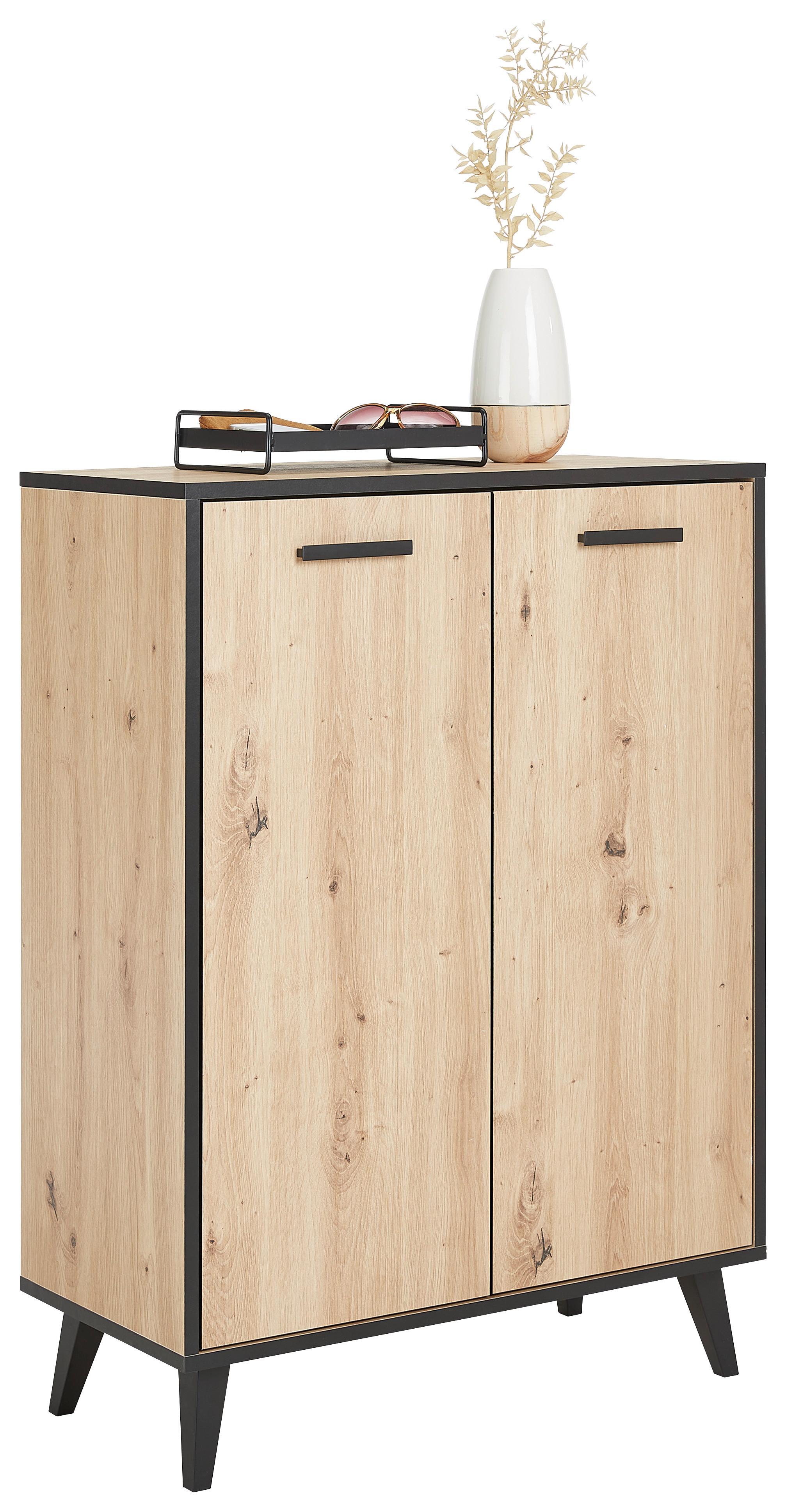 Schuhschrank in Eichefarben - Schwarz/Eiche Artisan, Modern, Holzwerkstoff/Metall (69/94/33cm) - Mömax
