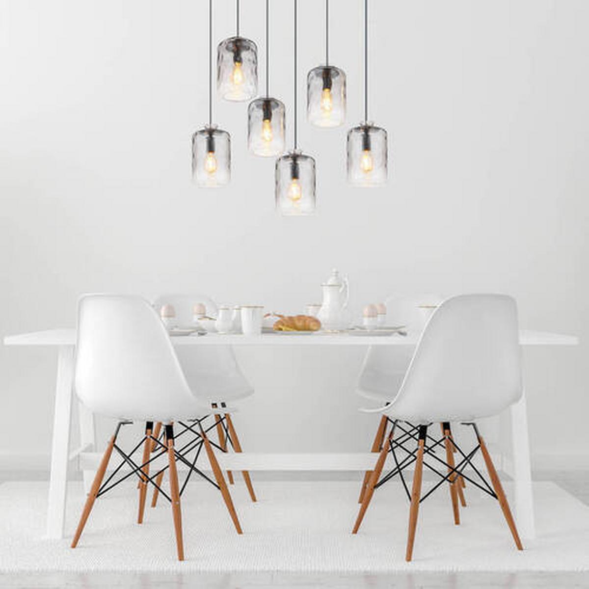 HÄNGELEUCHTE 16046-6H - Klar/Schwarz, Design, Glas/Metall (94,5/39/150cm) - Globo