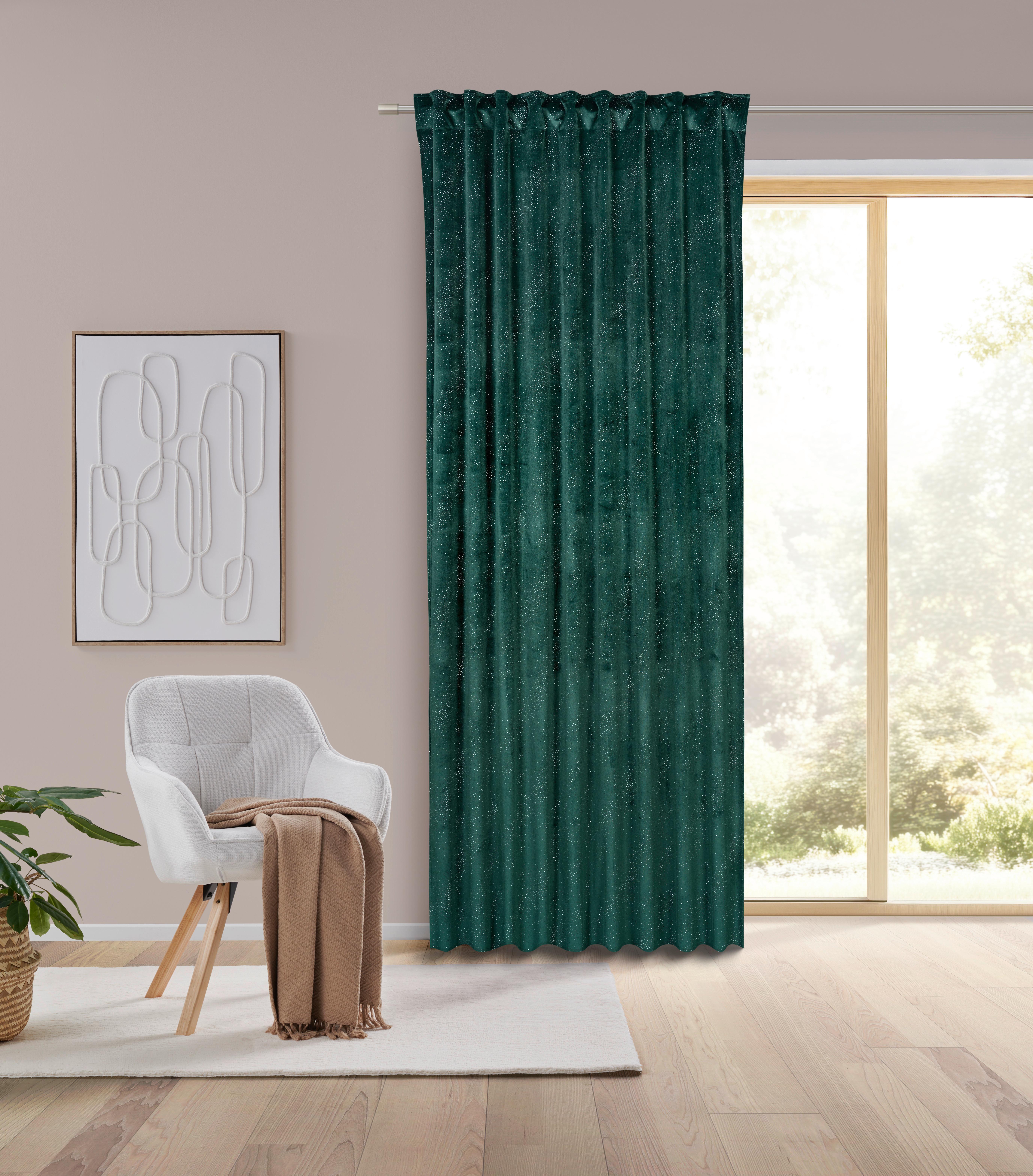 GARDINLÄNGD LUCIA - grön, textil (140/245cm) - Mömax