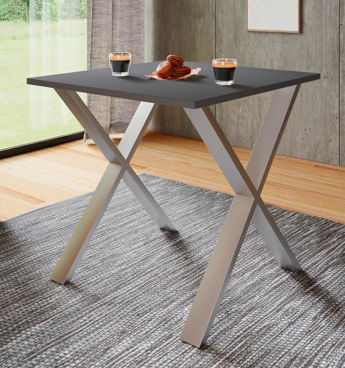 Pisalna Miza Lona, Antracit, Srebrna, 80x80cm - srebrne barve/antracit, Design, kovina/leseni material (80/76/80cm) - MID.YOU