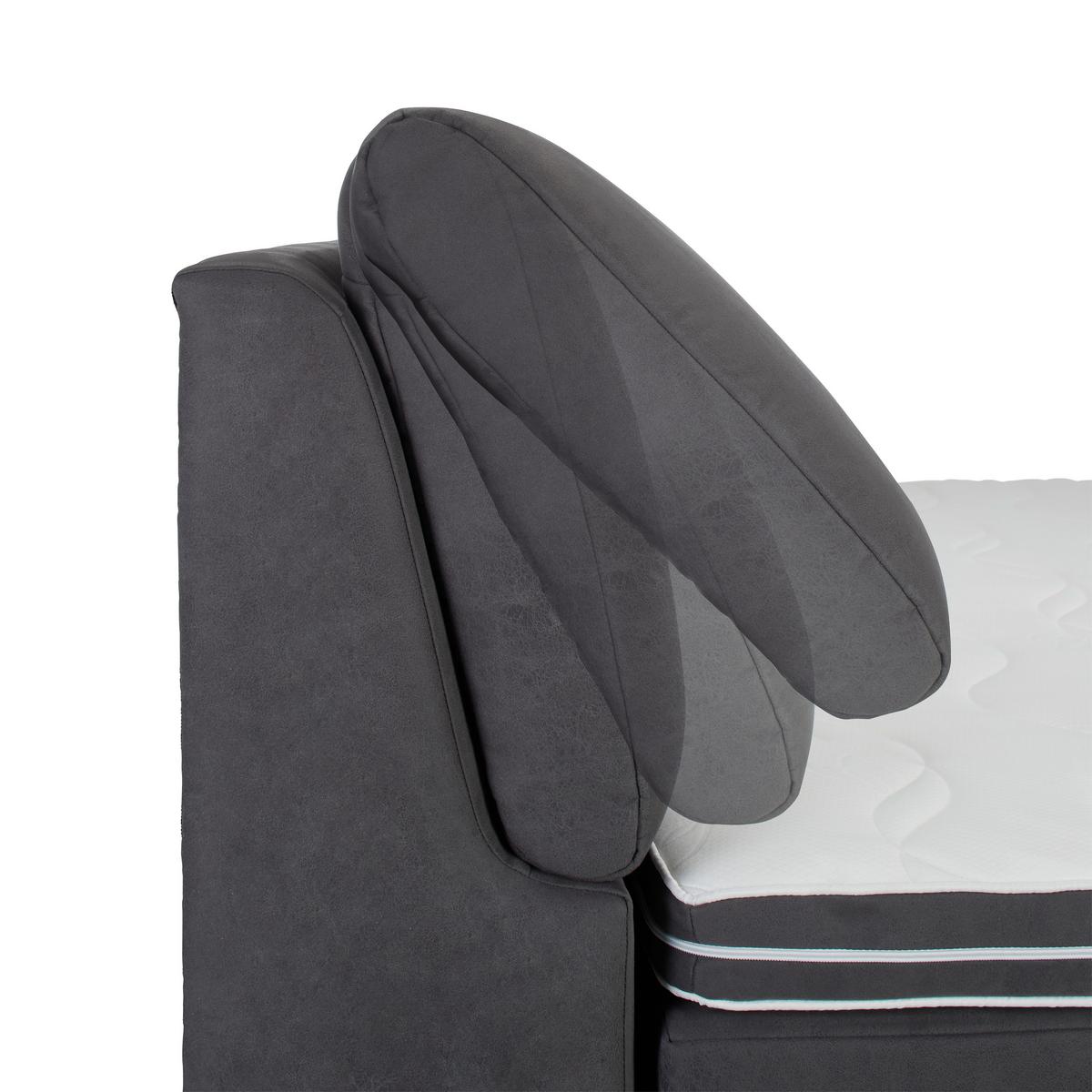Boxspringbett Tabea Anthrazit ca. 180x200cm - Anthrazit/Alufarben, KONVENTIONELL, Karton/Naturmaterialien (180/200cm) - Premium Living