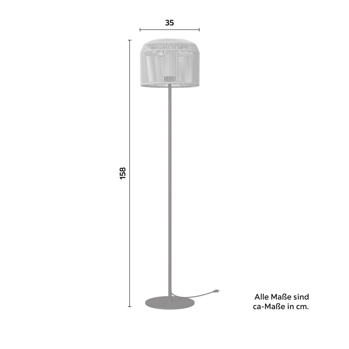 Stehleuchte Ivo in creme max. 40 Watt - Beige/Schwarz, MODERN, Kunststoff/Metall (35/158/35cm) - Bessagi Garden