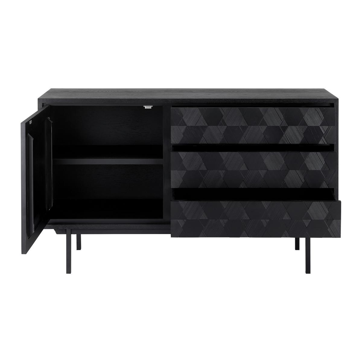 Sideboard "Roma" schwarz - Schwarz, Modern, Holz/Metall (131,5/77/42cm) - Bessagi Home