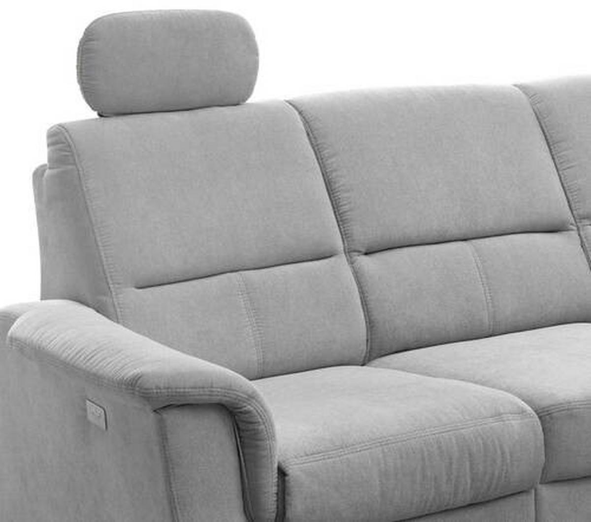 Ecksofa Parole Silberfarben USB Anschluss, Mikrof. - Chromfarben/Silberfarben, MODERN, Textil/Metall (231/165cm) - Livetastic