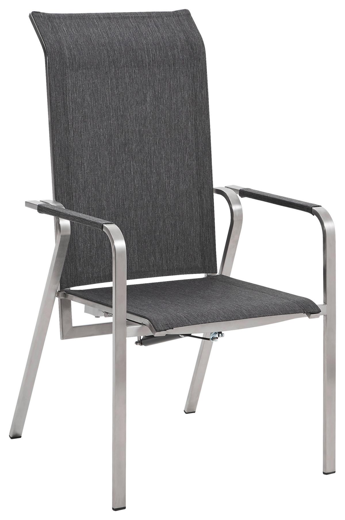 OGRODOWY FOTEL RELAKSACYJNY CAP BENAT MOVE - antracytowy/kolor stalowy, Design, metal/tkanina (55/110/62cm) - Mömax