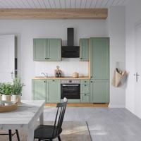 Küchenblock Cascada High m. Geräten Schilfgrün - Schilfgrün/Eichefarben, MODERN, Holzwerkstoff/Metall (240cm) - Nobilia