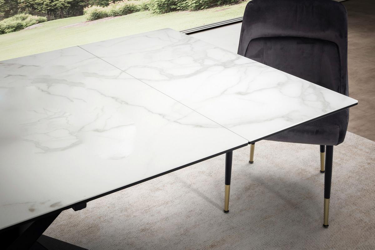 Raztegljiva Jedilna Miza Marble, Keramika, 180-260x95cm - črna/bela, Design, kovina/keramika (180/95/76cm) - MID.YOU
