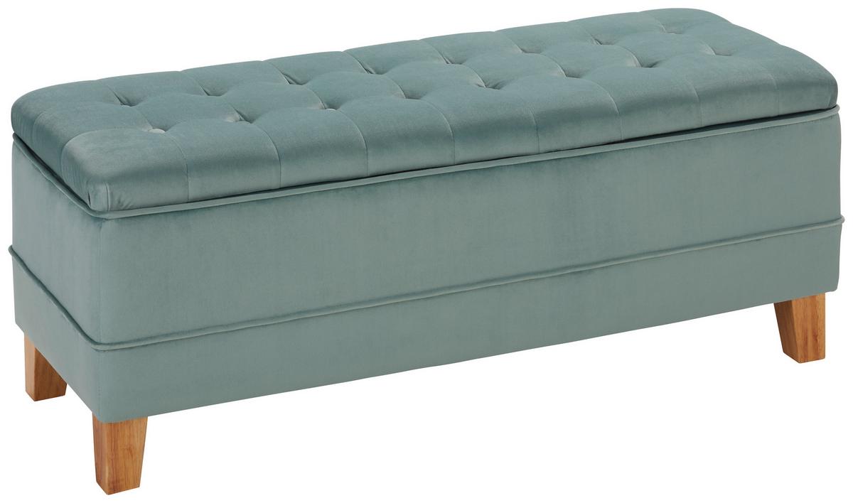 Klop Alissa - barve hrasta/zelena, Moderno, tekstil/les (110/45/42cm) - Premium Living