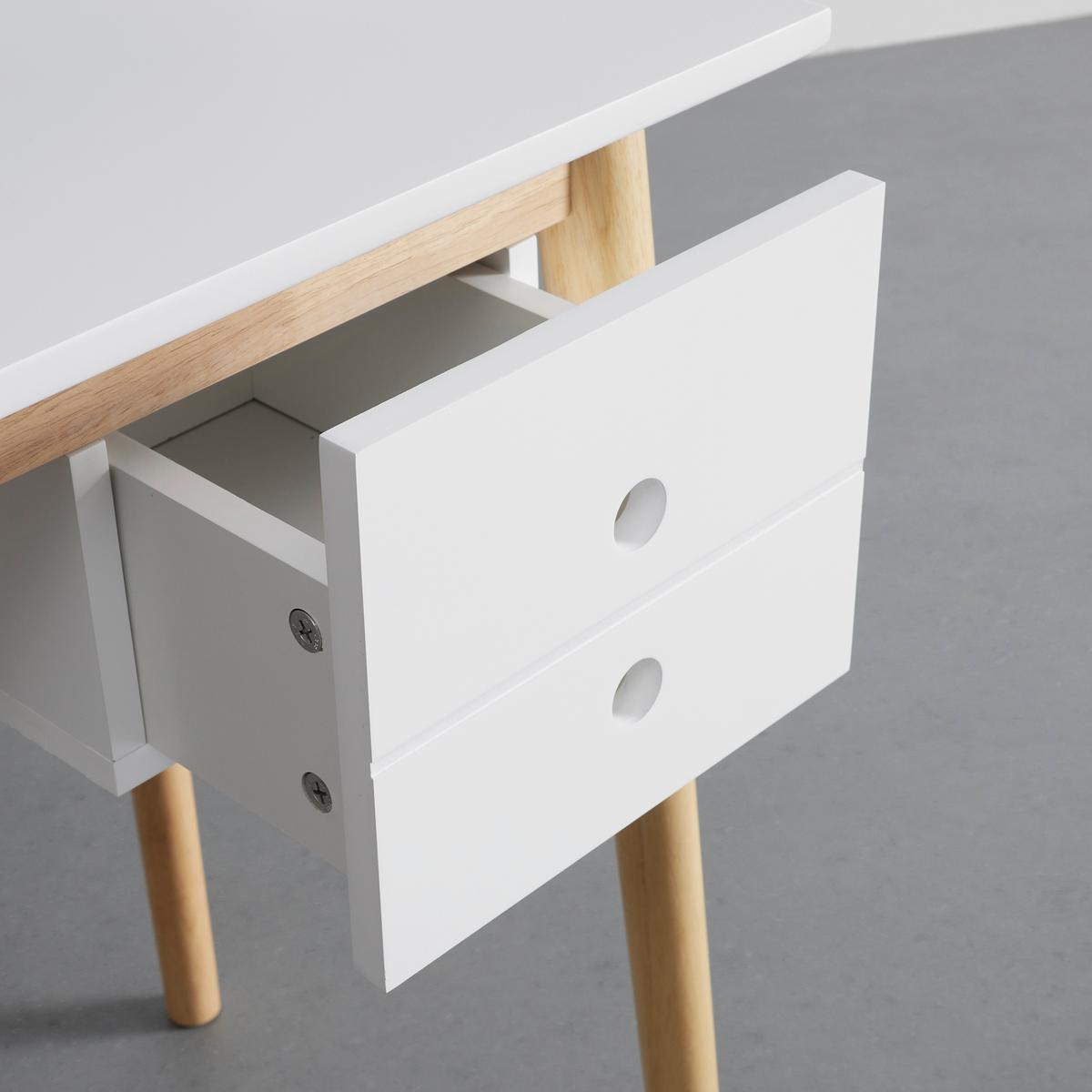 BIURKO MELANIE - kolor naturalny/biały, Modern, drewno (106/48/77cm) - Bessagi Home