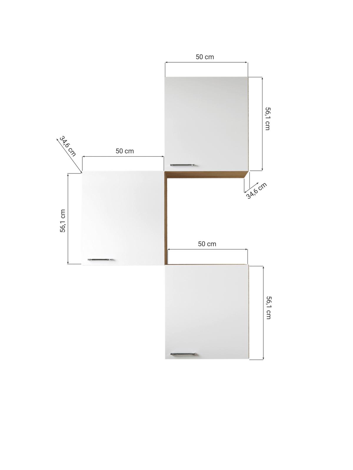 Set Kuhinjskih Zgornjih Omaric Merle, 3 Kos - srebrne barve/siva, Basics, kovina/leseni material (100/168,3/34,6cm) - Respekta