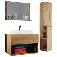 Badezimmer Lendas 4-tlg. ca. 113 cm Honigeiche - Honigeiche/Weiß, MODERN, Keramik/Holzwerkstoff (113/64,2/51,4cm) - MID.YOU
