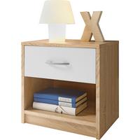 Nočna Omarica Pepe -Based- - barve hrasta/bela, umetna masa/leseni material (39/41/28cm) - Based