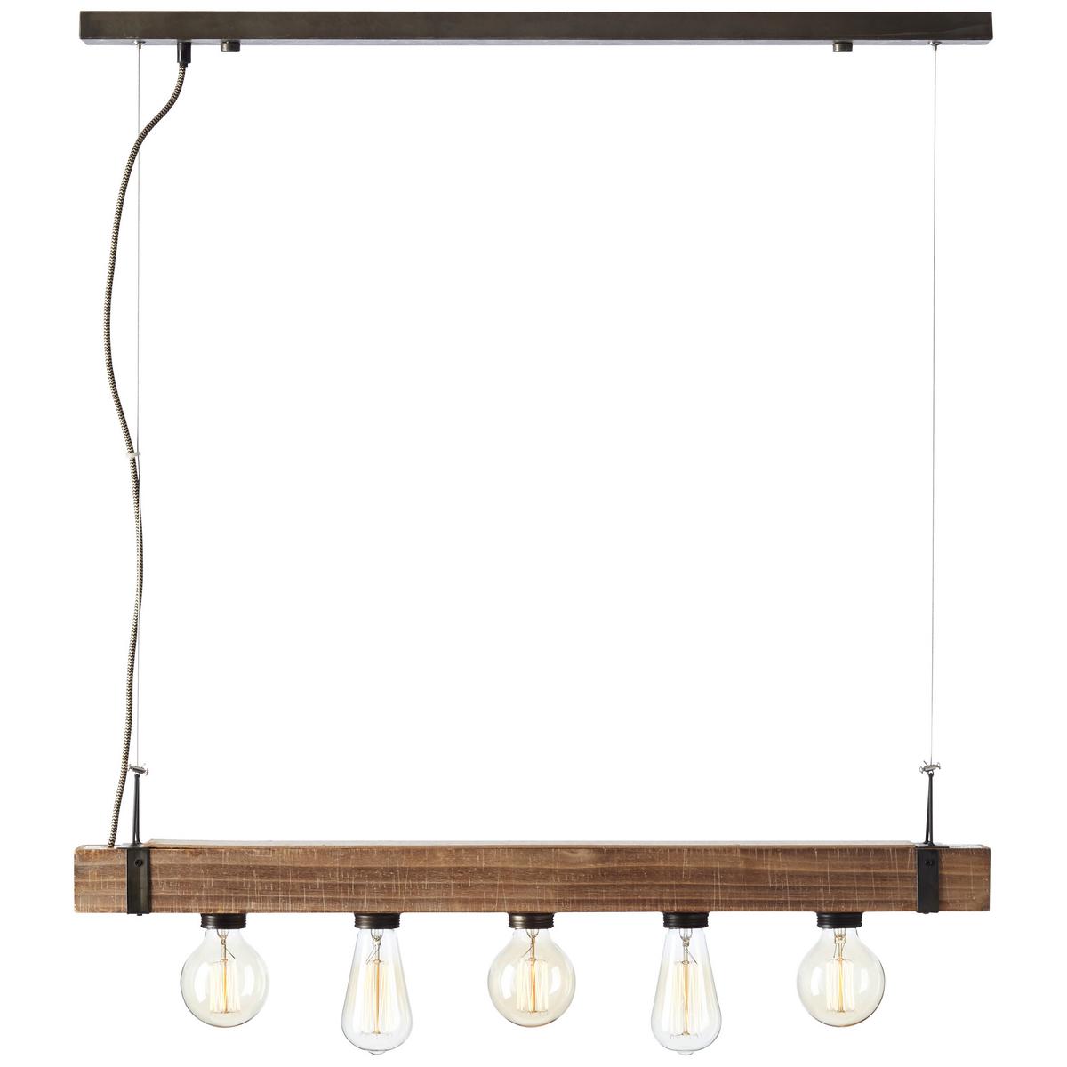 Hängeleuchte Woodhill Schwarz max. 30 Watt - Schwarz, Natur, Holz/Metall (80/8/110cm) - Brilliant