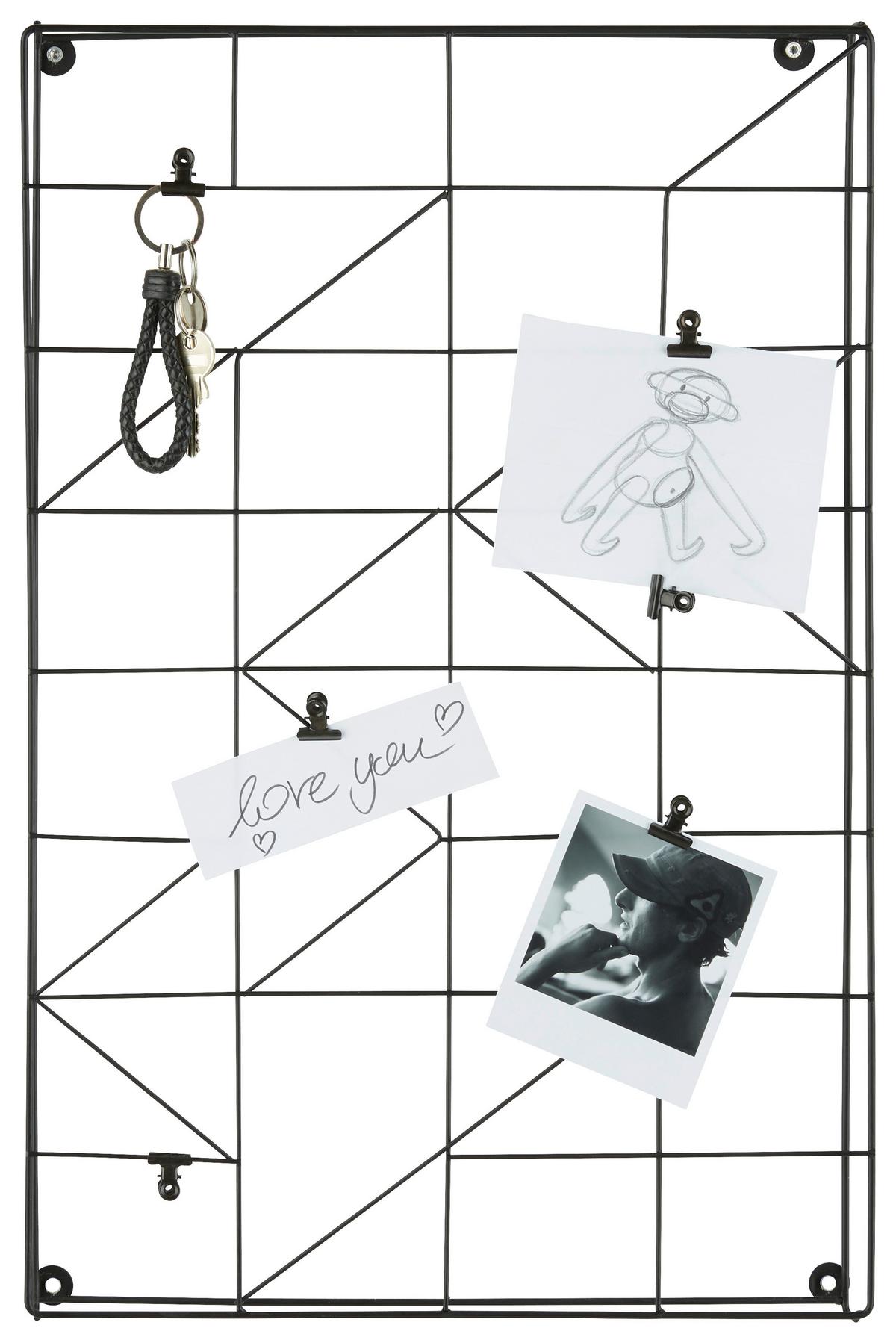 Fali Tartó Fekete Rácsos Elia - fekete, Lifestyle, fém (40/60/2.3cm) - Mömax