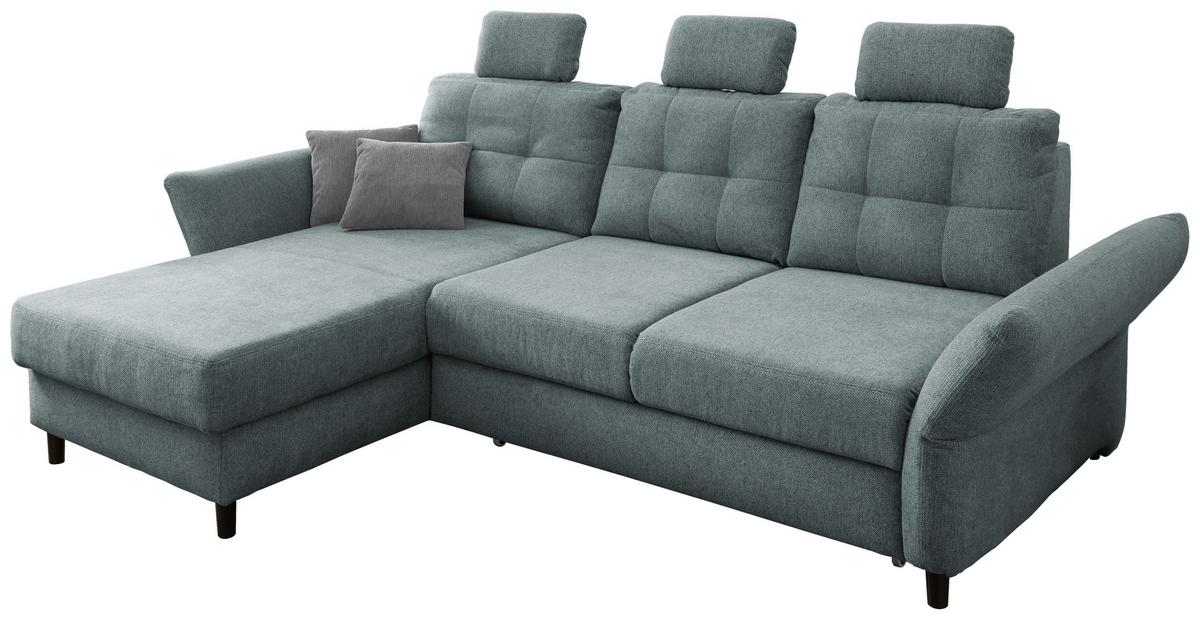 Wohnlandschaft Brizzini Mintgrau Chenille - Mintgrau/Blau, MODERN, Holz/Textil (176/250-280cm) - Livetastic