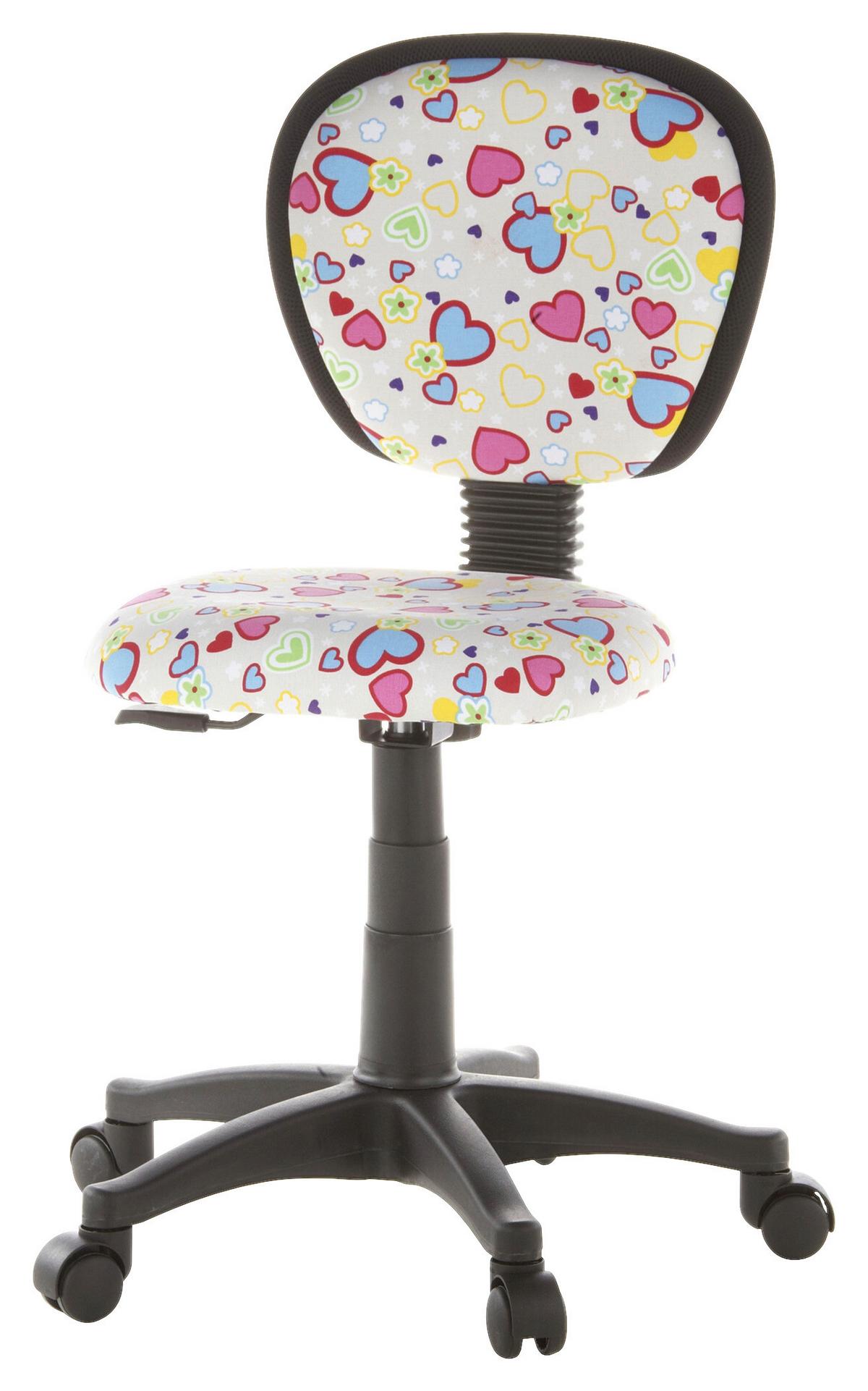 Mladinski Vrtljivi Stol Kiddy Top, Motiv Rožice In Srčki - večbarvno, Basics, umetna masa (40/79-90/37cm) - MID.YOU