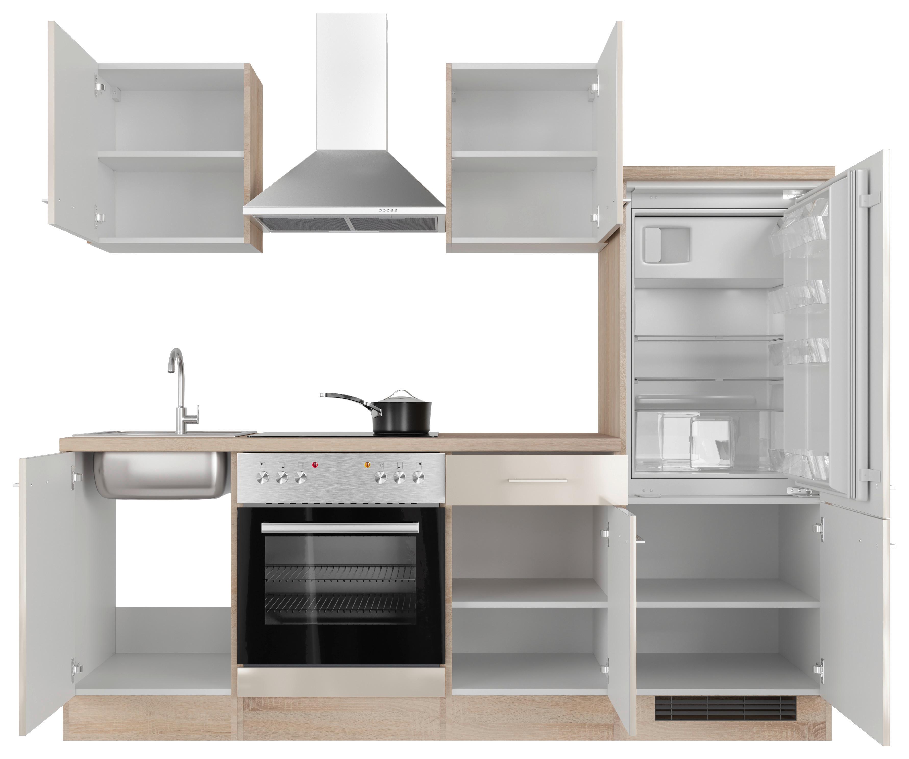Kuhinjski Blok Nepal - barve nerjavečega jekla/kašmir, Moderno, kovina/leseni material (220cm) - FlexWell