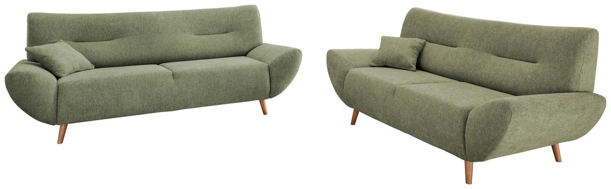 3-Sitzer-Sofa Drago Grün Chenille - Wildeiche/Grün, MODERN, Holz/Textil (205/81/90cm) - MID.YOU