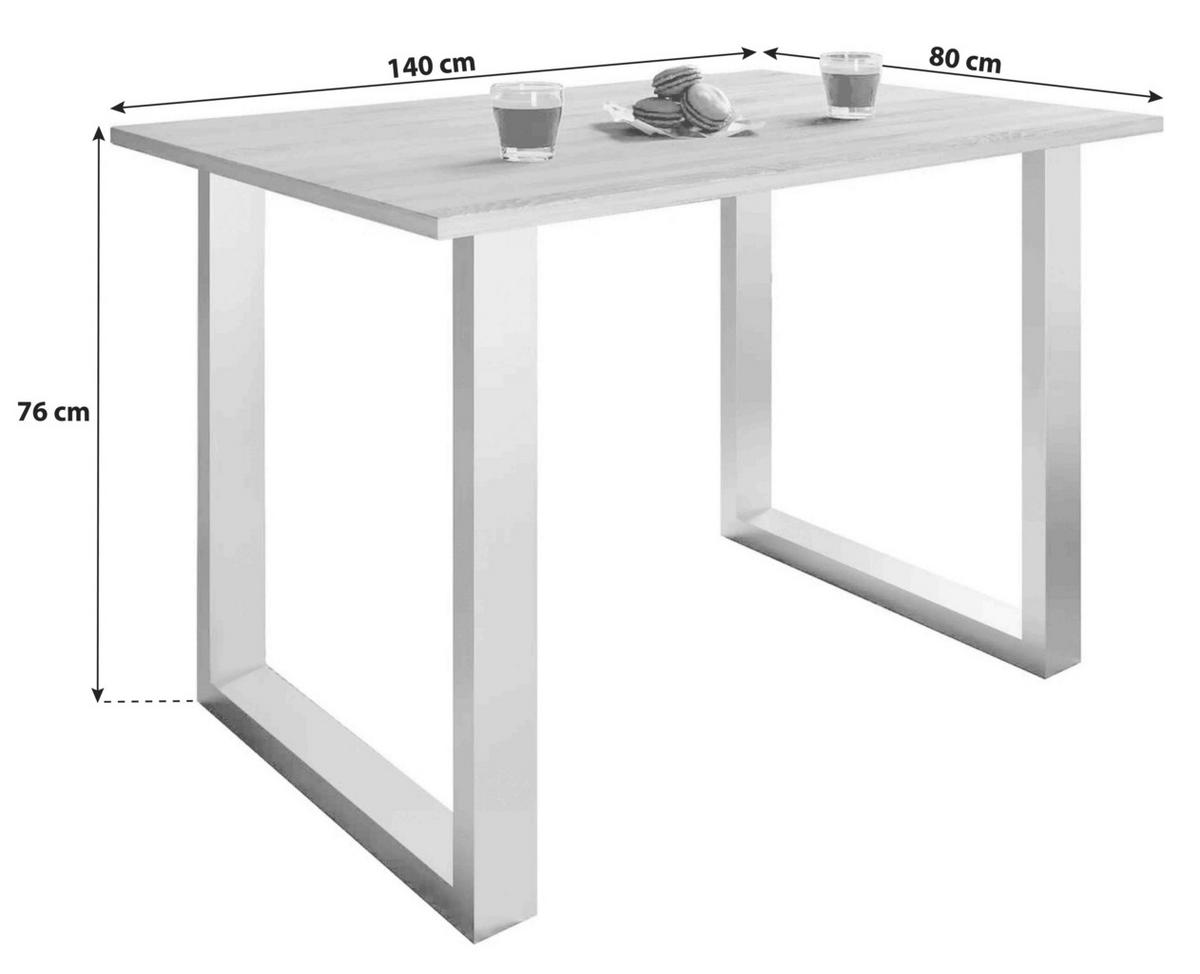 Jedilna Miza Xona, Bela, Črna - črna/bela, Basics, leseni material (140/80/76cm) - MID.YOU
