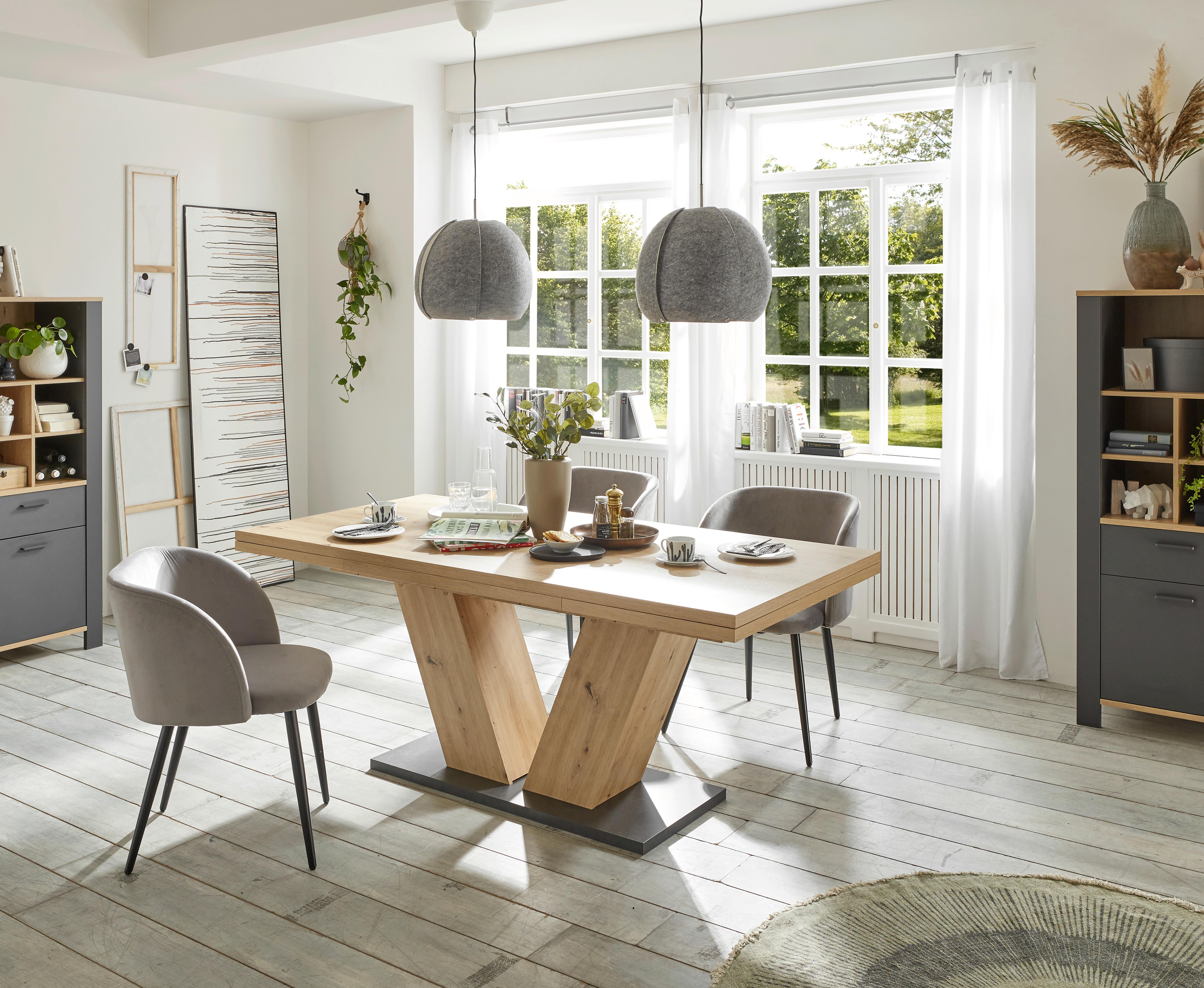 MASĂ EXTENSIBILĂ KOMFORT 2.0/V_160-260 - stejar Artisan/negru, Modern, material pe bază de lemn (160-260/76/90cm) - Premium Living